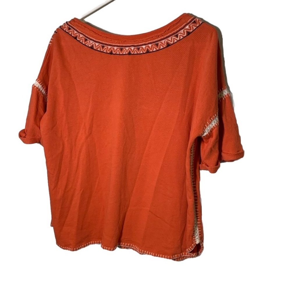 Free People Medium‎ Orange Avalon Boho Embroidered Short Sleeve - Picture 7 of 7